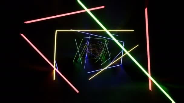 Movement inside a neon corridor — Stock Video