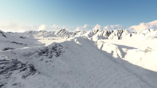 Movimiento sobre las montañas nevadas . — Vídeos de Stock