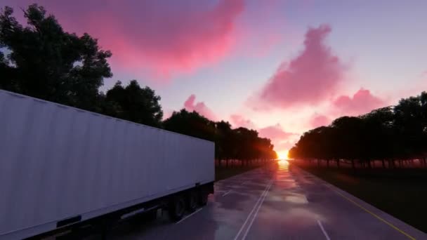 Camionista vai na estrada da noite — Vídeo de Stock