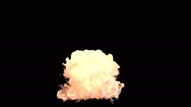 Explosion avec fumée et feu sur fond noir — Video
