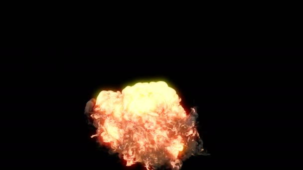 Explosion mit Feuer und grauem Rauch auf schwarz — Stockvideo