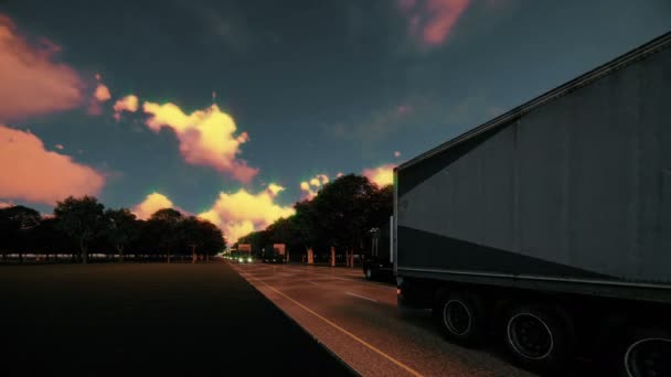 Entrega de carga por camiones grandes — Vídeo de stock