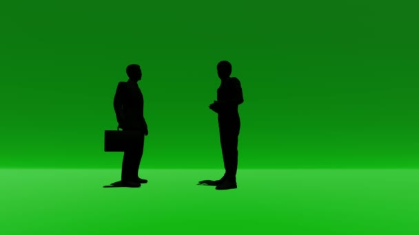 Sylwetka dwóch osób wypowiadających się na zielono — Wideo stockowe