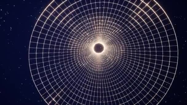 Wormhole griglia sul cielo stellato — Video Stock