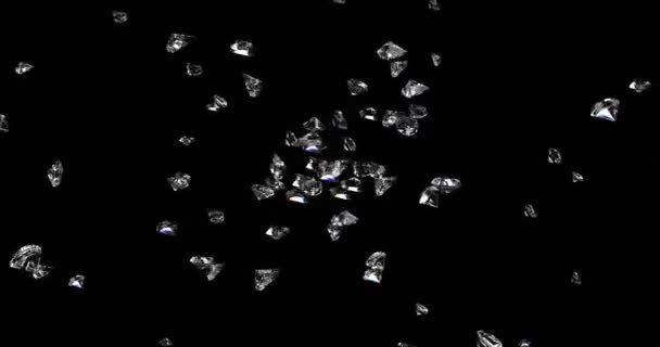 Beautiful roterande diamant med reflektion över en svart bakgrund kunna slinga — Stockvideo