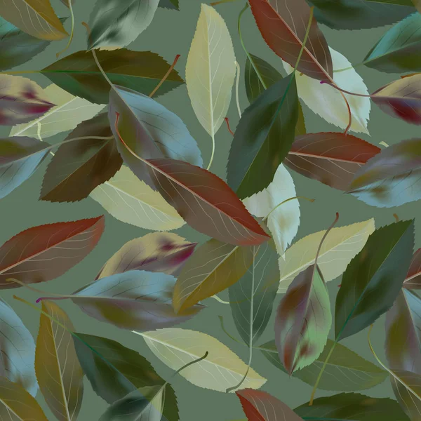 Зеленые листья бесшовный узор — стоковый вектор