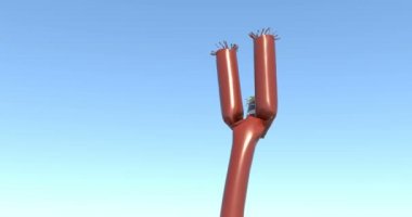 Kırmızı tuhaf dalgalanan şişirilebilir kol tüp adam durdu.