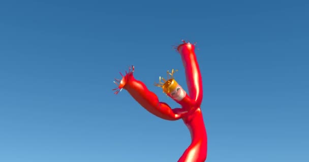Vermelho louco acenando braço inflável batendo homem tubo . — Vídeo de Stock