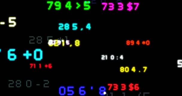 Aktiemarknaden Tickers. Blå-Orange och röd-grön. . Digital animering av börskurserna förbi. — Stockvideo