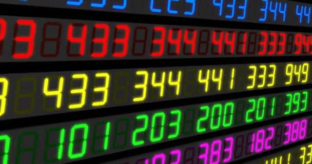 Aktiemarknaden Tickers. Blå-Orange och röd-grön. Digital animering av börskurserna förbi. — Stockvideo