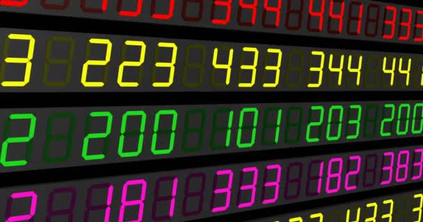 Bilhetes do mercado de ações. Azul-Laranja e Vermelho-Verde. Animação digital de preços de mercado de ações passando por . — Vídeo de Stock