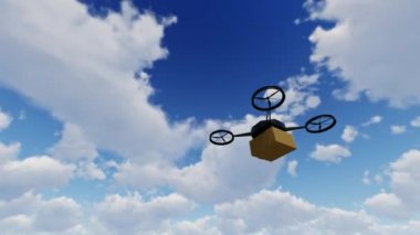Küçük bir dron bir paket bir konut için sunar..