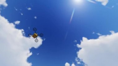 Küçük bir dron bir paket bir konut için sunar..
