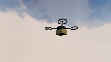 Küçük bir dron bir paket sunar
