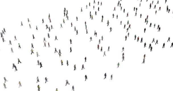 Anonyme verschwommene Menschenmenge, die auf weiß läuft — Stockvideo