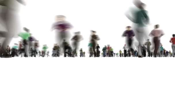 Uma foto turva de pessoas correndo em branco — Vídeo de Stock