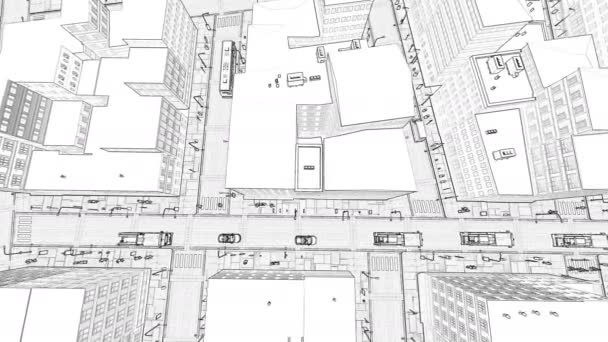 Zeichnung eines kleinstädtischen Konzepts eines Gebäudes — Stockvideo