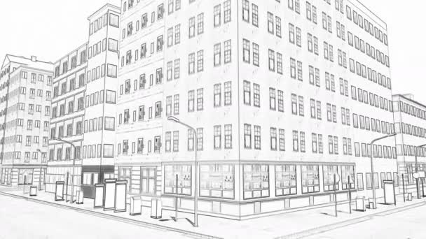 Disegno di una piccola città Concetto di edificio — Video Stock