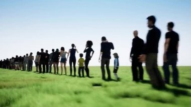 İnsanlar çim alanının arka plan üzerinde sıra