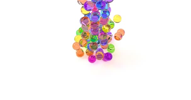 落ちてくるカラフルなボール 子供のおもちゃ プラスチック ボール 遊び場 の抽象的な背景 — ストック動画