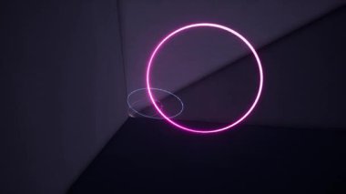 Neon hatları, ilerlemeye sonsuz tünel, mavi pembe spektrum, modern renkli aydınlatma içinde parlayan floresan ultraviyole ışık