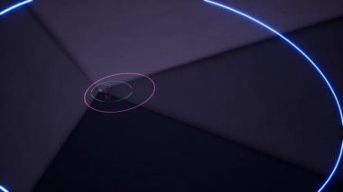 Neon hatları, ilerlemeye sonsuz tünel, mavi pembe spektrum, modern renkli aydınlatma içinde parlayan floresan ultraviyole ışık