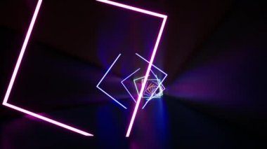 3D render, arka plan, neon hatları, ilerlemeye tünel, mavi pembe spektrum, modern renkli aydınlatma içinde parlayan floresan ultraviyole ışık