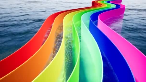 Moderne abstrakte Designvorlage mit farbenfroher Farbkurve auf Meereshintergrund für Webdesign. minimale geometrische Animation. abstrakte Hintergrundtextur. — Stockvideo