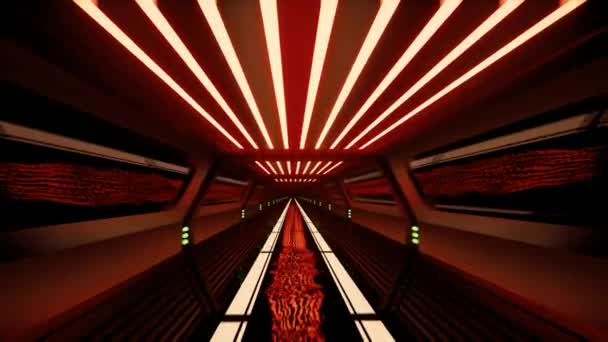 Movimento all'interno di un tunnel metallico al neon . — Video Stock