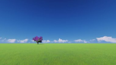 Bir ağaç üzerinde yeşil bir alana leylak