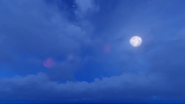 Nubes flotan en el fondo de la luna y el cielo nocturno . — Vídeos de Stock