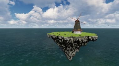Değirmen ve denizin zemin üzerine koyun