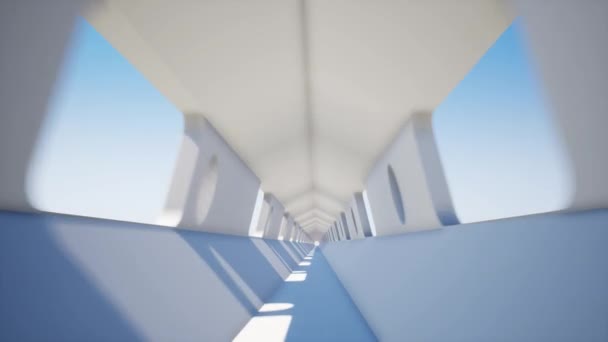 空の壁と床、白い背景とショールームの現代的なインテリア デザイン — ストック動画