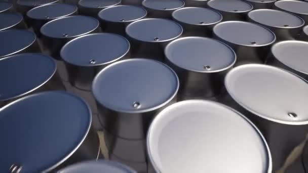 Metal oil barrel on sand — Stock Video
