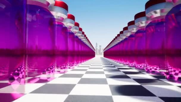 Kırmızı cam şişeleri yeni ilaç aşılama geliştirme — Stok video