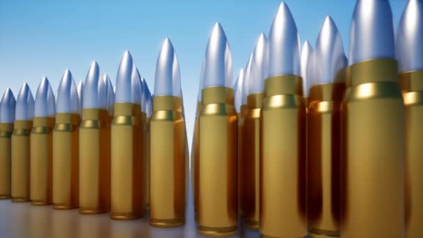 A row of bullets from weapons — Stock Video