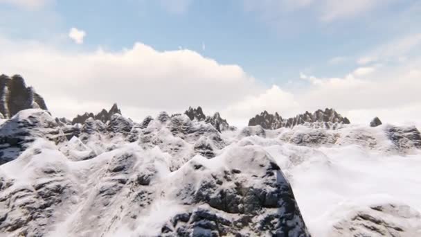 Πετώντας πάνω από όμορφα χιονισμένα βουνά — Αρχείο Βίντεο