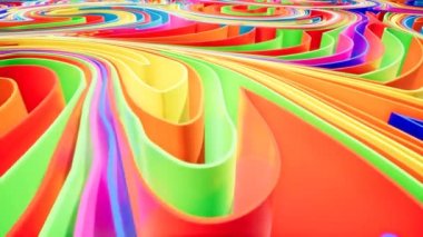 Renkli dalga degrade animasyon... Gelecekteki geometrik desenler hareketli arka plan. 3D render