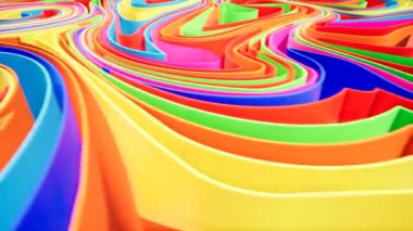 Renkli dalga degrade animasyon... Gelecekteki geometrik desenler hareketli arka plan. 3D render