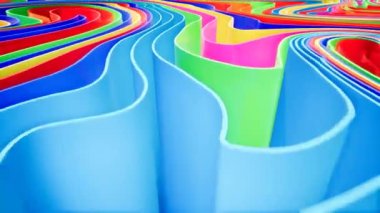 Renkli dalga degrade animasyon... Gelecekteki geometrik desenler hareketli arka plan. 3D render