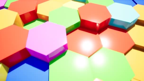 Abstract color hexagon intro for video — Stock Video