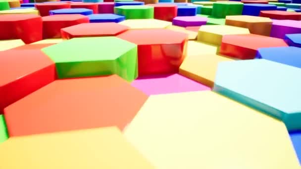 Abstract color hexagon intro for video — Stock Video