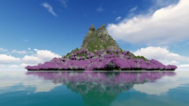 Mountaint üzerinde tam Bloom kiraz çiçekleri