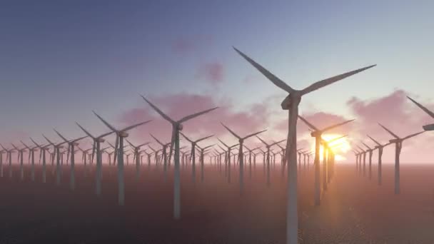 Elektriciteitsopwekking door windturbines — Stockvideo