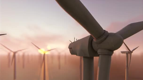 Выработка электроэнергии ветряными турбинами — стоковое видео