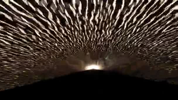 Lungo tunnel al neon contro il cielo stellato — Video Stock