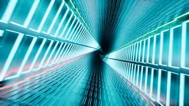 Prostorové vykreslení, abstraktní neonové tunelové propojení — Stock video