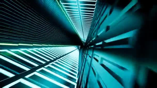 3d 渲染，抽象霓虹灯隧道 — 图库视频影像