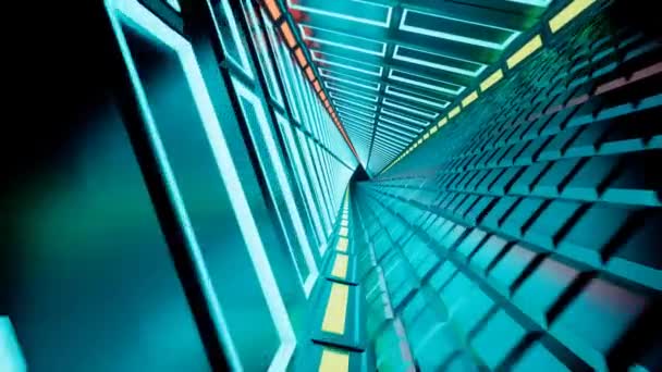 Neon tunnel 3D återge abstrakt bakgrund — Stockvideo
