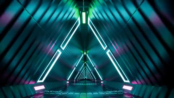 Neonowy tunel fluorescencyjny ultrafioletowy — Wideo stockowe